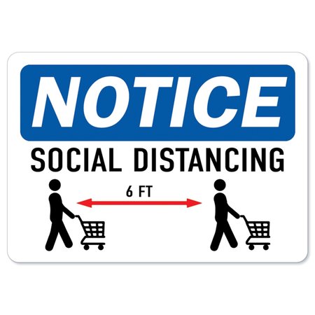 SIGNMISSION OSHA Safety Sign, Social Distancing, 5in X 3.5in Decal, 5" W, 3.5" H, Social Distancing OS-NS-D-35-25596